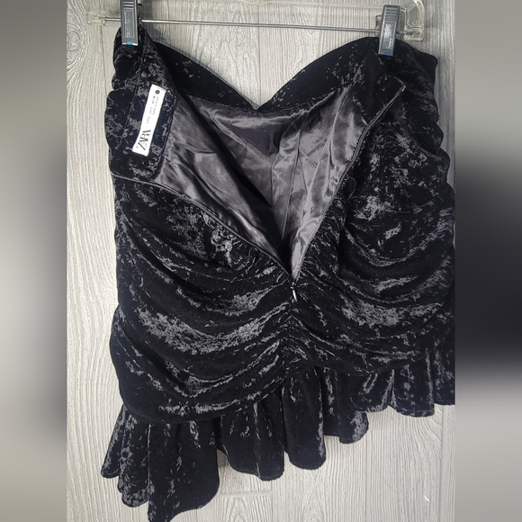 Zara Ruched Asymmetrical Velvet Skirt - Picture 4 of 5